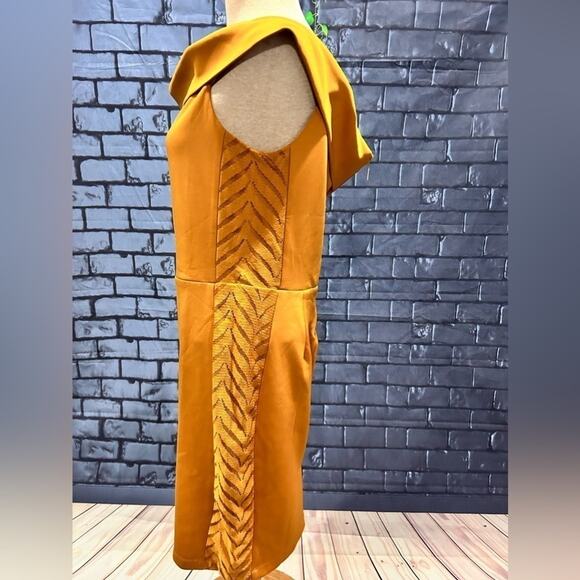 THALIA SODI Womens Gold Off Shoulder Short Cocktail Body Con Dress XL - Picture 2 of 7